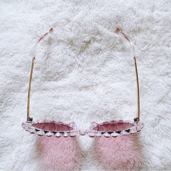 Diana Pink Round Crystal Embellished Sunglasses - Picture 3 of 9